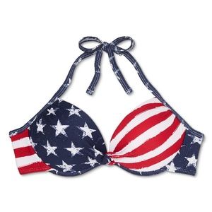 Xhilaration U.S.A Flag Push Up Bikini Top (XS)